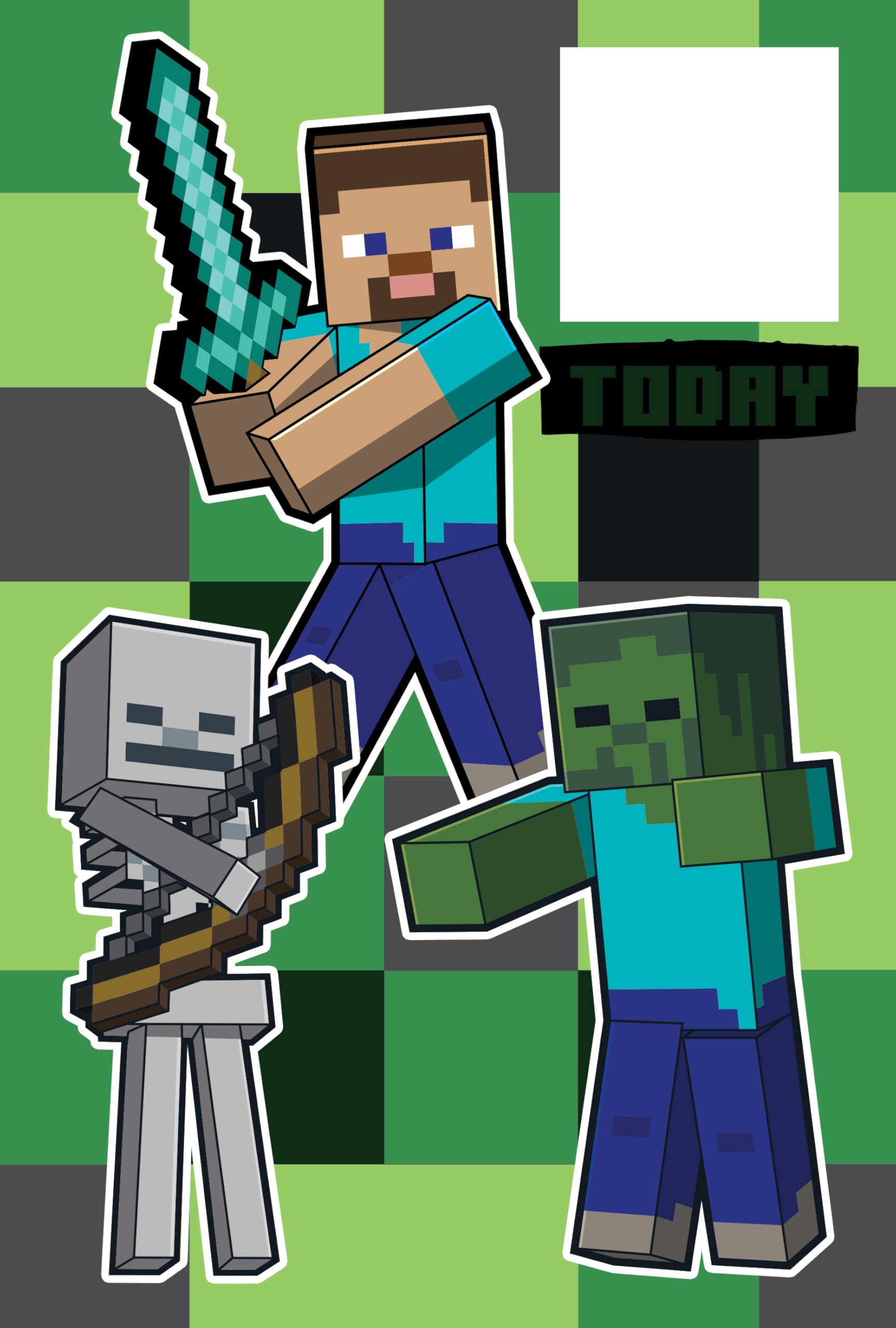 Danilo Promotions Ltd Minecraft Birthday Card with Sticker Sheet - Add in the Age