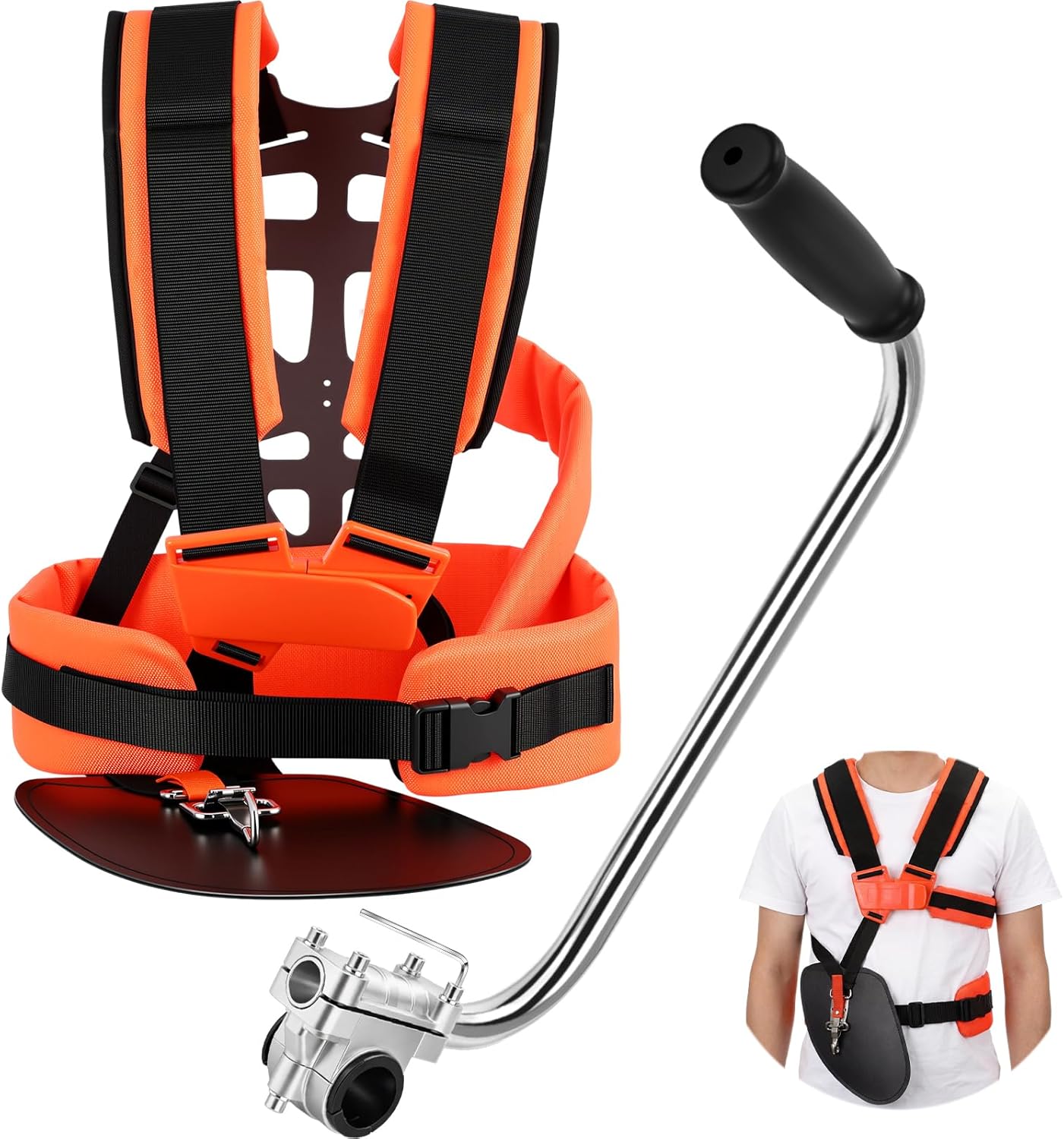 Trimmer Shoulder Strap Padded Universal Adjustable, String Trimmer Harness, Nylon Double Shoulder, Ergonomic Handle Grip for Weed Trimmers, Extension for Lawn Care, Landscaping