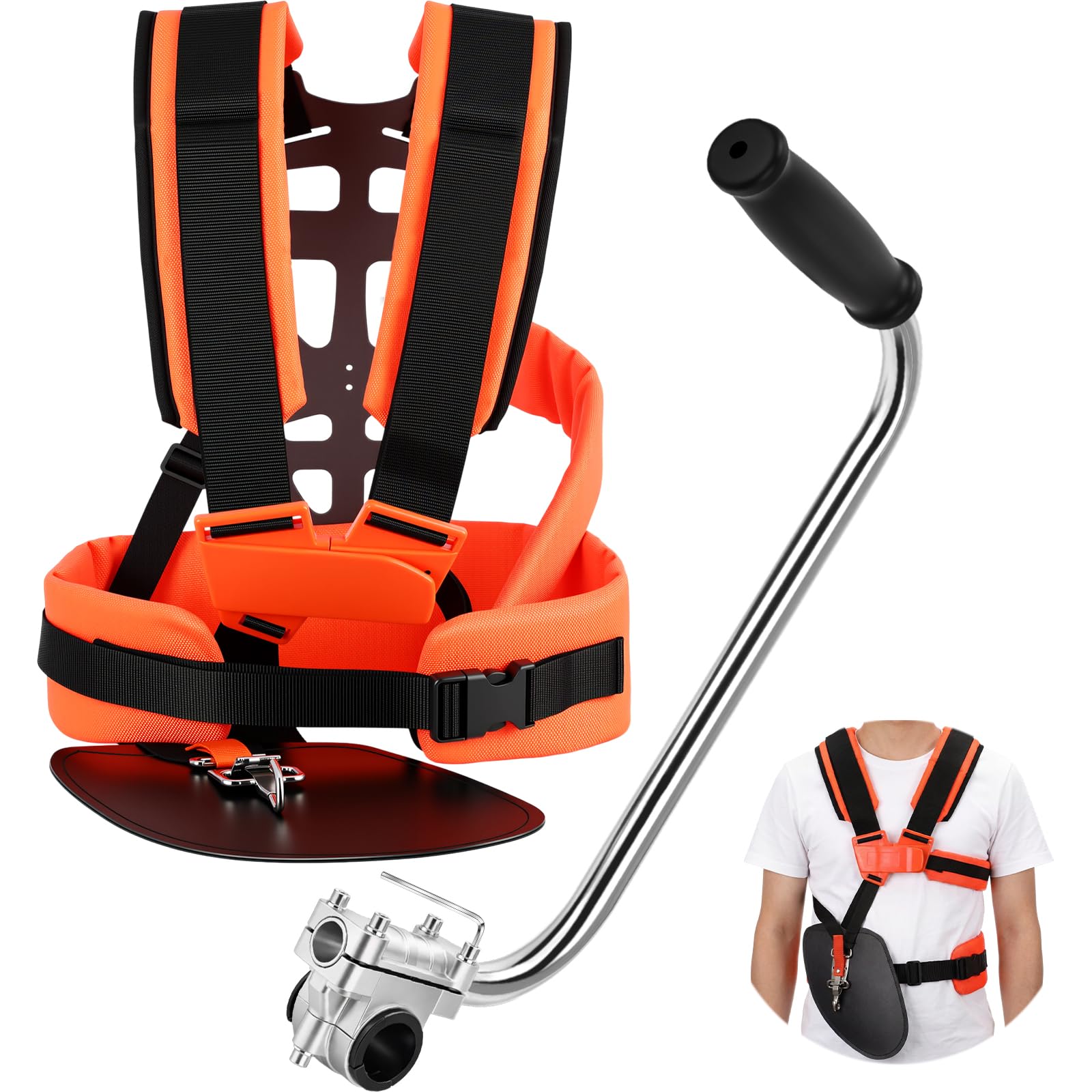 Photo 1 of Lanties Trimmer Shoulder Strap Padded Universal Adjustable, String Trimmer Harness, Nylon Double Shoulder, Ergonomic Handle Grip for Weed Trimmers, Extension for Lawn Care, Landscaping(Orange Black)