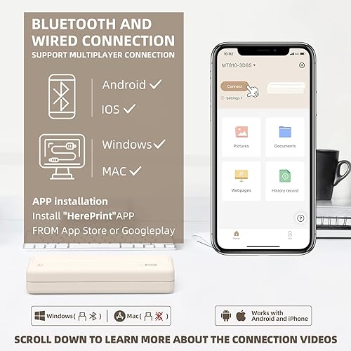 Miniatura 2 de HPRT Impresoras de viaje portátiles MT810 portátil llevar caso POOOLITECH A4 impresora térmica Rollx2