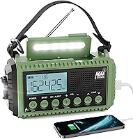 Raynic 12000mAh Solar Hand Crank Emergency Weather Radio with NOAA Alerts, Flashlight, SOS Siren & Phone Charger