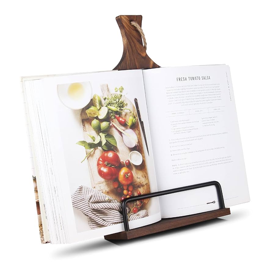 Cookbook Stand for Kitchen Counter Wood Adjustable Recipe Book Holder Stand iPad Rustic Holder Thanksgiving Day Christmas Gift for Mother, Grandma, Women