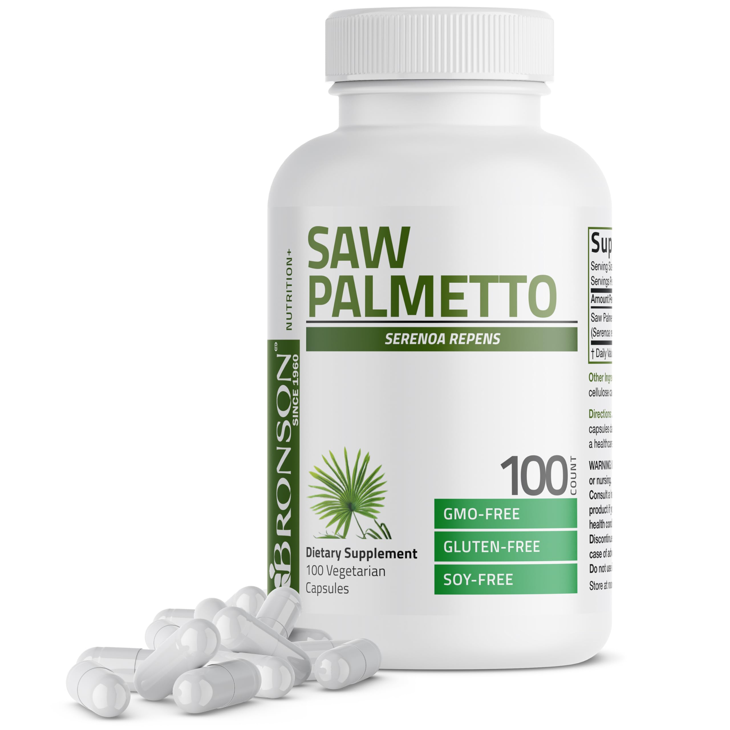 Bronson Saw Palmetto Extra Strength Supports Healthy Prostate Function & Urinary Health Support - Non GMO, 100 Vegetarian Capsules 100 Count (Pack of 1)
