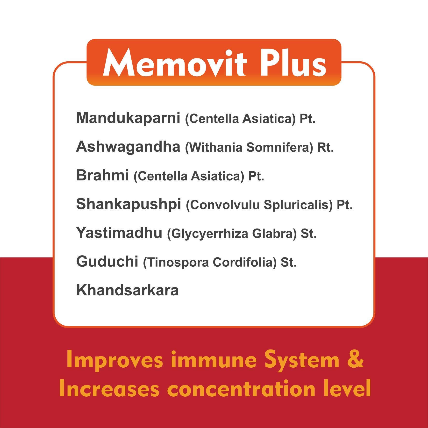 Jain Memovit Plus Brahmi Granules 200g Pack of 2 (Chocolate) Ayurvedic Brain Support Supplement | Memory, Focus & Concentration | Reduces Mental Fatigue & Stress | Nervine & Adaptogenic Herbal Formula 3