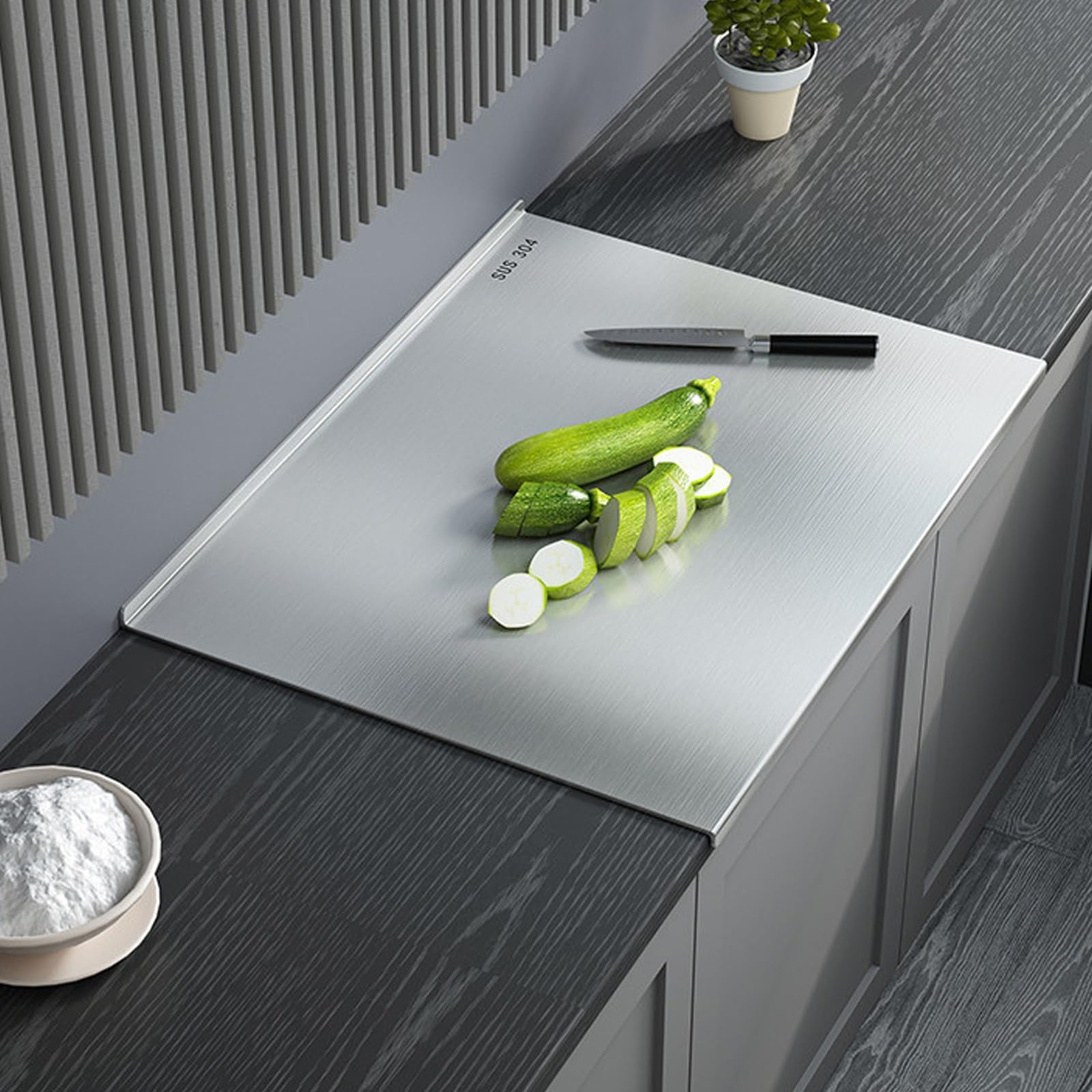 Planche A Decouper Inox 60x60cm idéale pour étaler vos pâtes à pain et pizzas