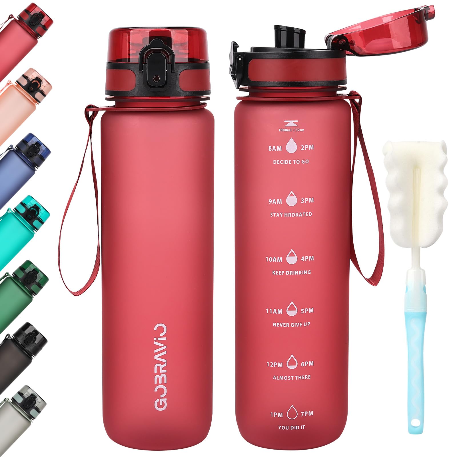 Gobravio Water Bottle 1l, Drinking Bottle BPA Free, Sports Bottle Leakproof Dishwasher Safe Water Bottle for Teenager, Adult, Sports, Hiking, Gym, Outdoor, School & Office — image 1
