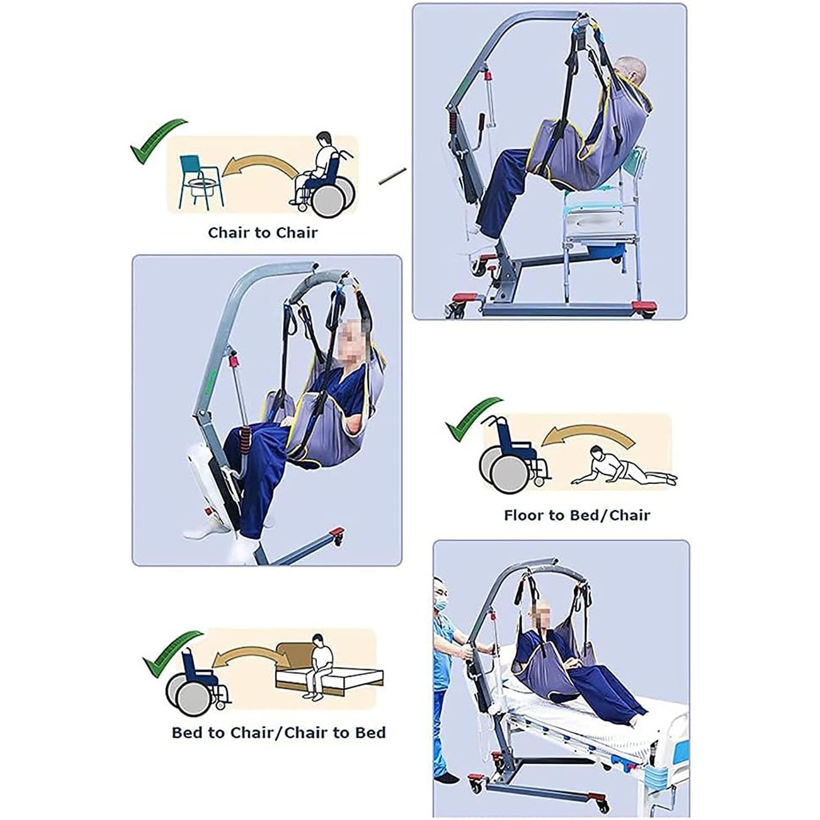 Arnés para traslados, Cinturón de Transferencia - Grúa de Paciente - Paciente Cinturón De Transferencia para Bariátrico, Enfermería, Anciano, Discapacitado, Cuerpo Completo Y Postrado En Cama