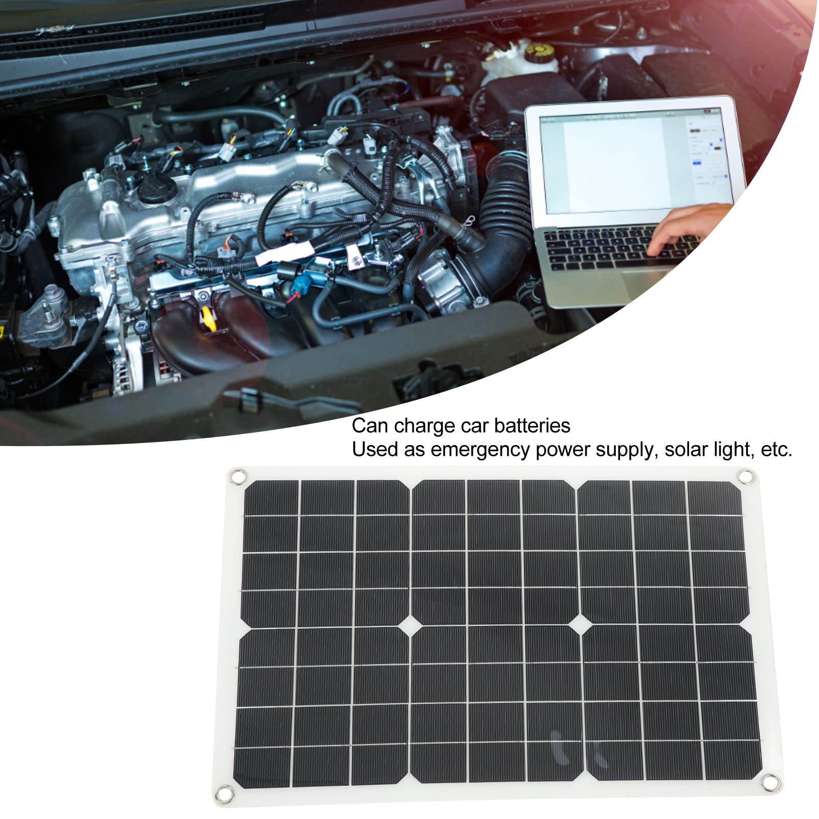 KIT DE PANNEAU SOLAIRE À TAUX DE CONVERSION ÉLEVÉ 20W 5V POUR RANDONNÉE CAMPING DOUBLE SORTIE USB