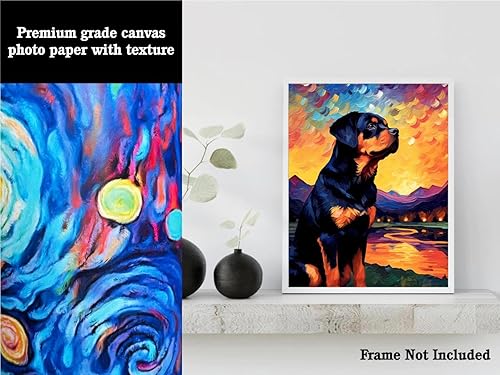 Miniatura 3 de Bestbuddy Pet 11 x 14 sin marco noche estrellada Rottweiler perro mascota familia animal amigo paz pintura al óleo impresión arte impresión póster
