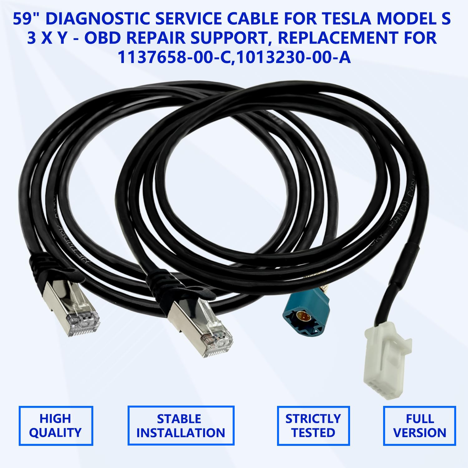 ZKTOOL 59" Cable de Servicio de Diagnóstico, Compatible con Tesla Model S 3 X Y - Soporte de Reparación OBD, Reemplazo para 1137658-00-C, 1013230-00-A