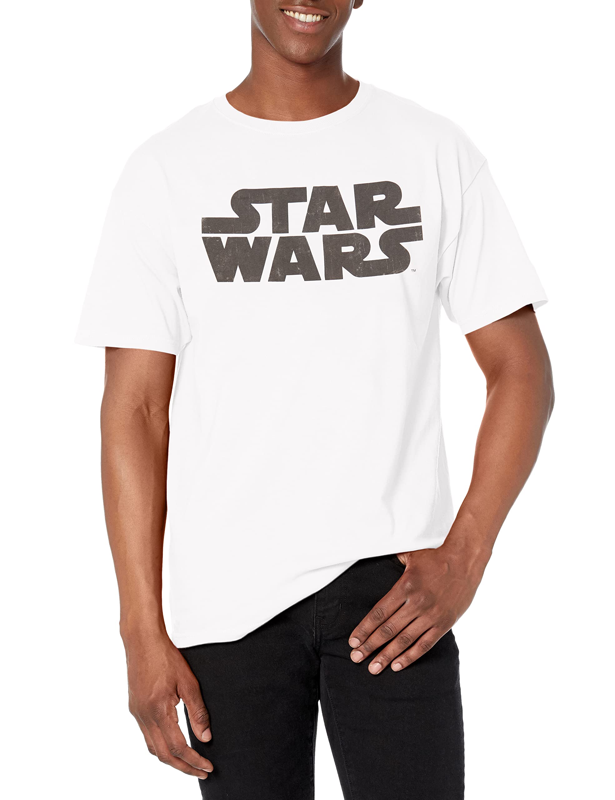 Star Wars Męska koszulka z grafiką z najprostszym logo, biały, XL