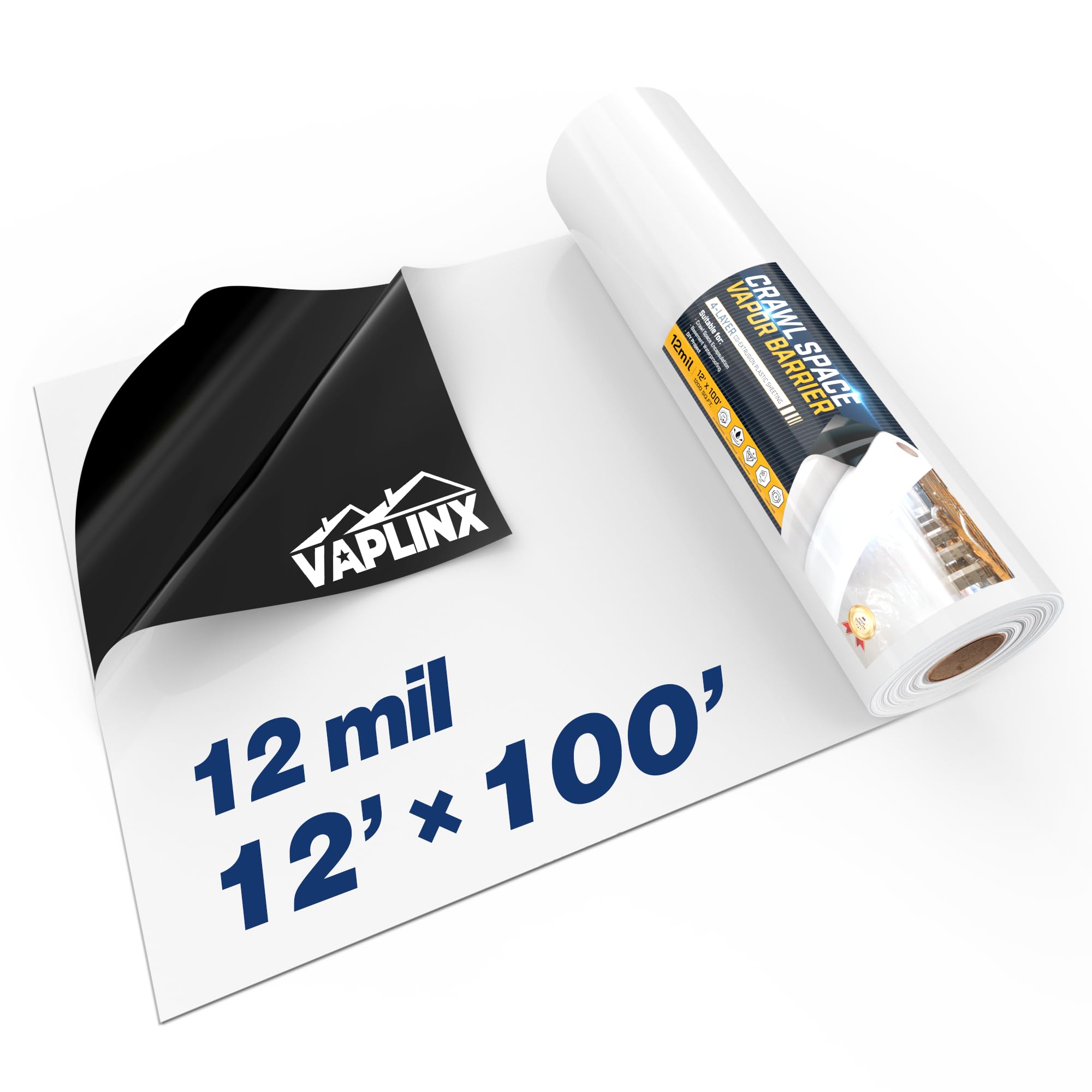 Photo 1 of Crawl Space Vapor Barrier - 12 Mil Vapor Barrier - (12' x 100'), Tear Resistant, Heavy Duty Vapor Barrier Plastic, Drop Cloth Moisture Barrier Plastic Sheeting Covering for Crawlspace Encapsulation