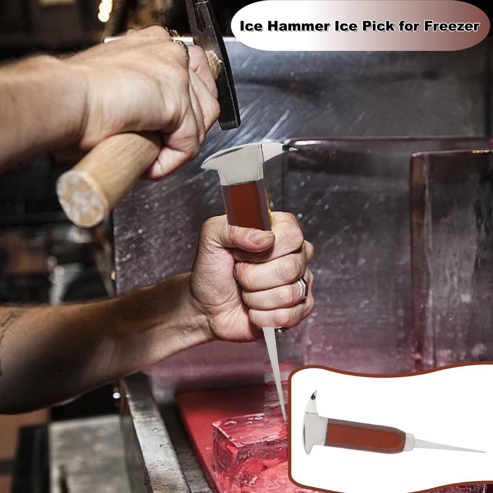 Cippatrice per Il Ghiaccio in Acciaio Inox, Piccone da Ghiaccio Lungo 6,7 Pollici con Manico in Legno per Cucina, Bar, baristi