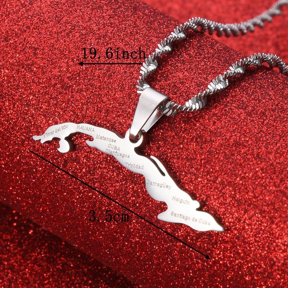 ALTCIRNMD Kuba Karte Karte Anhänger Halskette Kuba Karte Karte Halsketten  Für Frauen Männer Kuba Karte Kontinent Halskette Kuba Karte Karte Schmuck  ...