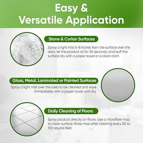 Miniatura 2 de MB Stone & More GT-1 Green Thing - Spray de limpieza multisuperficie para encimera de cocina, espray limpiador para mármol, fórmula sin rayas para