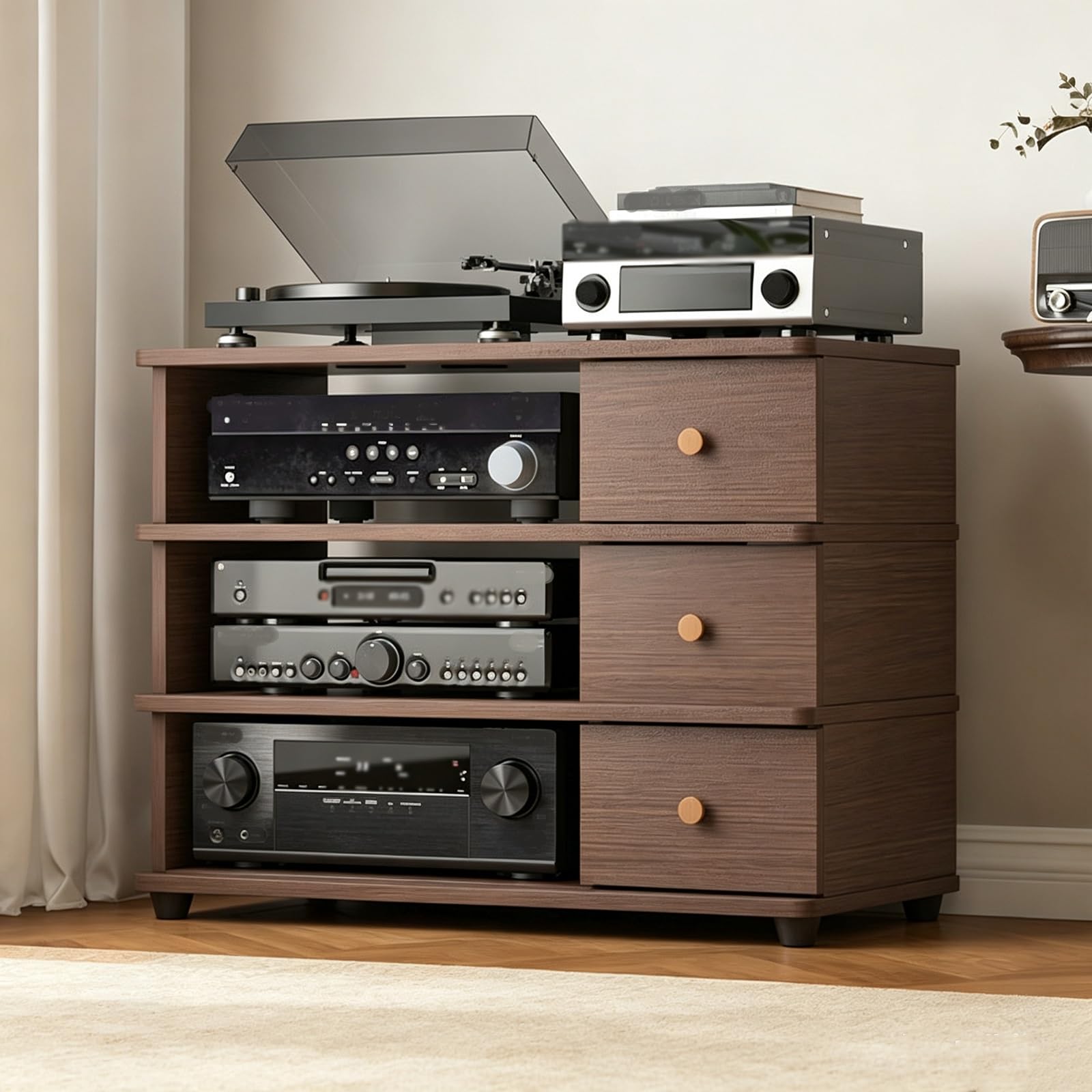 HiFi Rack mit Resonanzdämpfung, Mehrstöckiges Schallplattenregal