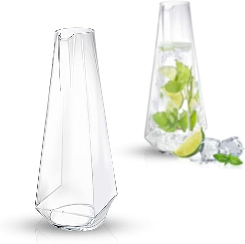 Miniatura 3 de JoyJolt Infiniti - Jarra de vidrio de lujo de 43 onzas, jarra de limonada de cristal y sangría de primera calidad, diseño clásico elegante, perfecta