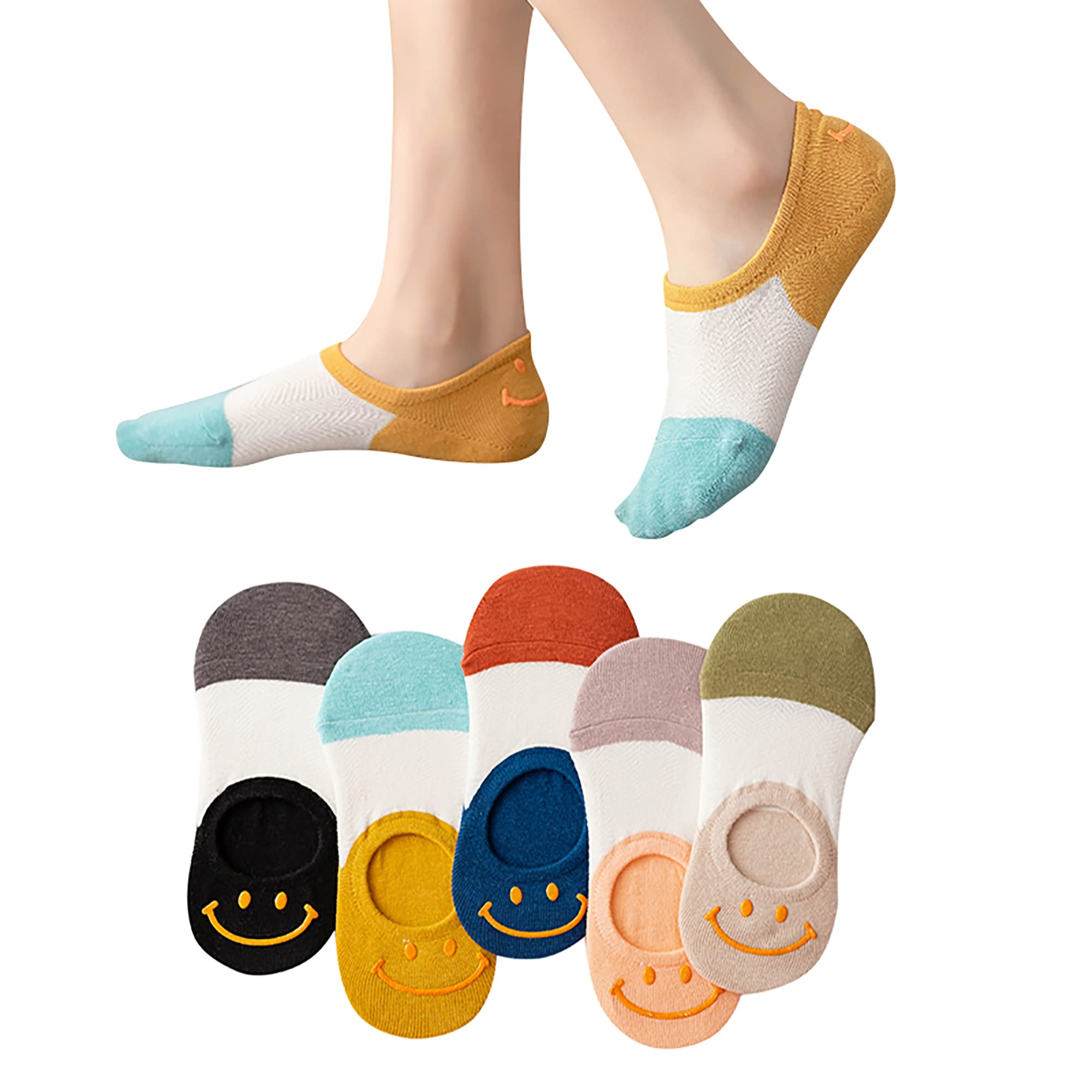 FixseedWomens No Show Socks 5 Pairs Invisible Cute Socks Womens Low Cut Socks Hidden Non Slip Socks Breathable Thin Socks