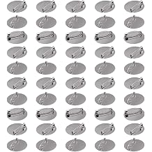 50PCS Flat Brooch Clasps Pin Back Metal Safety Pin Disk Base with Locking Clasp Jewelry Making Accessories 2cm