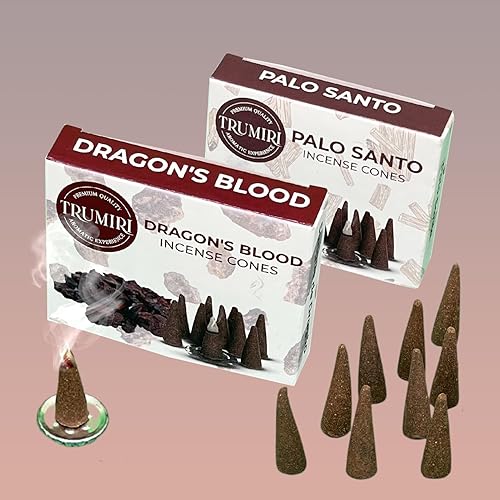 Miniatura 7 de Conos de incienso  Paquete combinado de 20 conos de incienso  10 dragones sangre + 10 Palo Santo  Conos de insencia  Conos de incienso perfumados