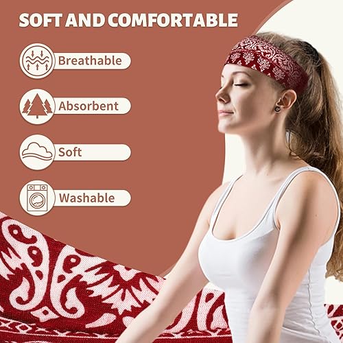 Miniatura 3 de Paquete de 6 diademas para mujer, diademas anchas de yoga antideslizantes para mujer, accesorios para el cabello (multicolor-1)