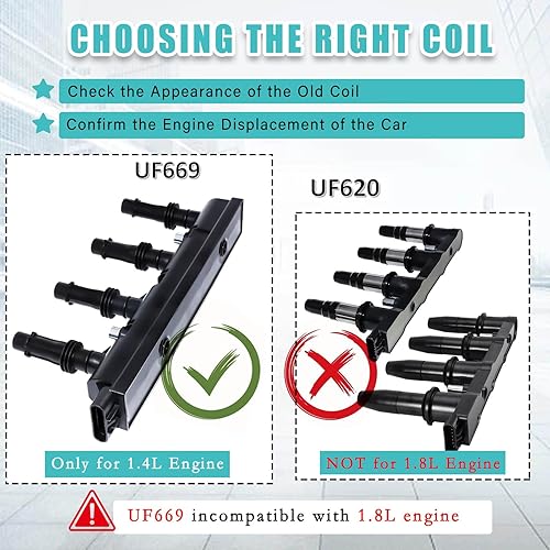 Miniatura 4 de Paquete de Bobina de Encendido Compatible con Chevy Cruze Sonic Trax Volt Cadillac ELR Buick Encore Turbo 1.4L 2011 2012 2013 2014 2015 2016 2017