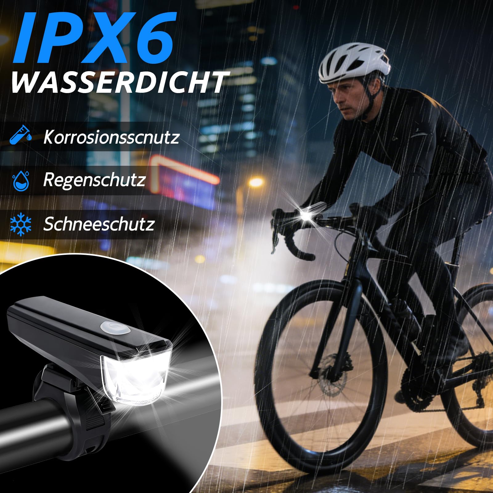 Set Luci Bicicletta LED, Luci Bici Batteria, Impermeabile IPX5 Luce Bici Anteriori e Posteriori, 3+2 Modalità di Illuminazione Luce Bici per I'equitazione Notturna, Campeggio