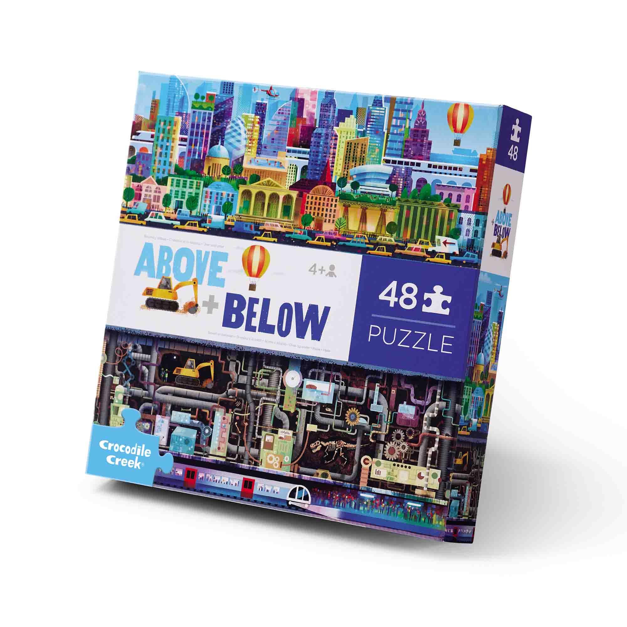Crocodile Creek Above + Below 48-Piece Jigsaw Floor Puzzle - Fun Floor Puzzles for Kids Ages 4-8, Big City