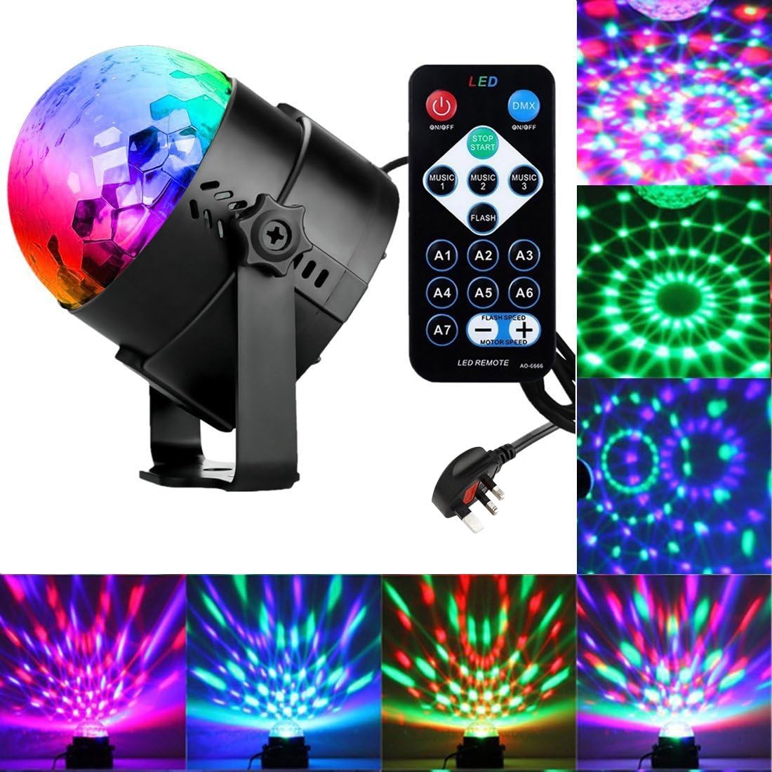 Party Light, 3w Disco Ball Dance Light DJ Lights for Parties, 7 Color Sound Activated Lamp Karaoke Machine Kids Birthday Gift Stage Home Party Supplies