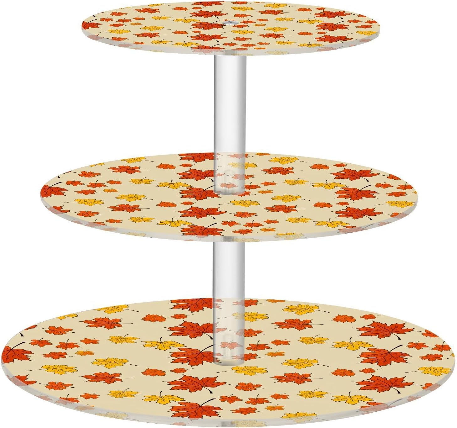 Maple Leaves 3 Tier Acrylic Cupcake Stand, Cupcake Stand for 34 Cupcakes for Weddings, Christmas,Holidays,Parties,Birthday,Printed Cupcake Tower 23300050