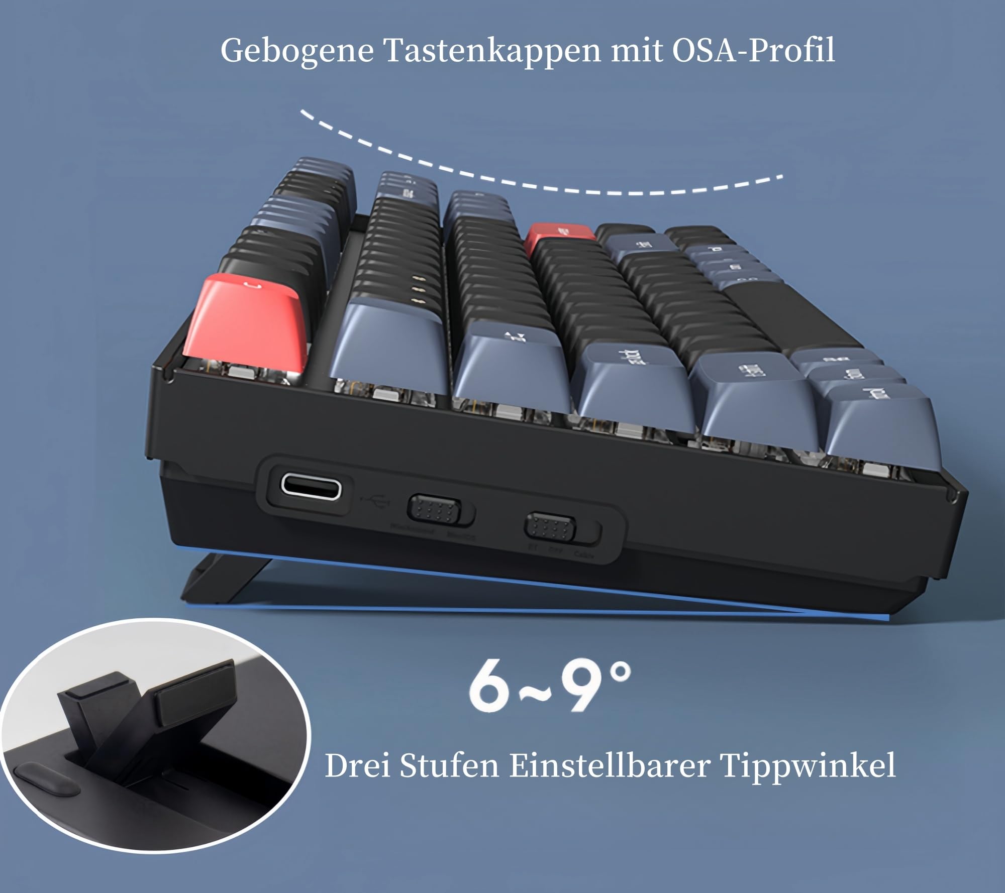 Keychron K8 Pro QMK/VIA Custom Wireless Mechanische Tastatur, Hot-Swap Aluminiumrahmen TKL ISO-DE-Layout Programmierbare Tastatur RGB-Hintergrundbeleuchtung,Gateron G Pro Roter Switch