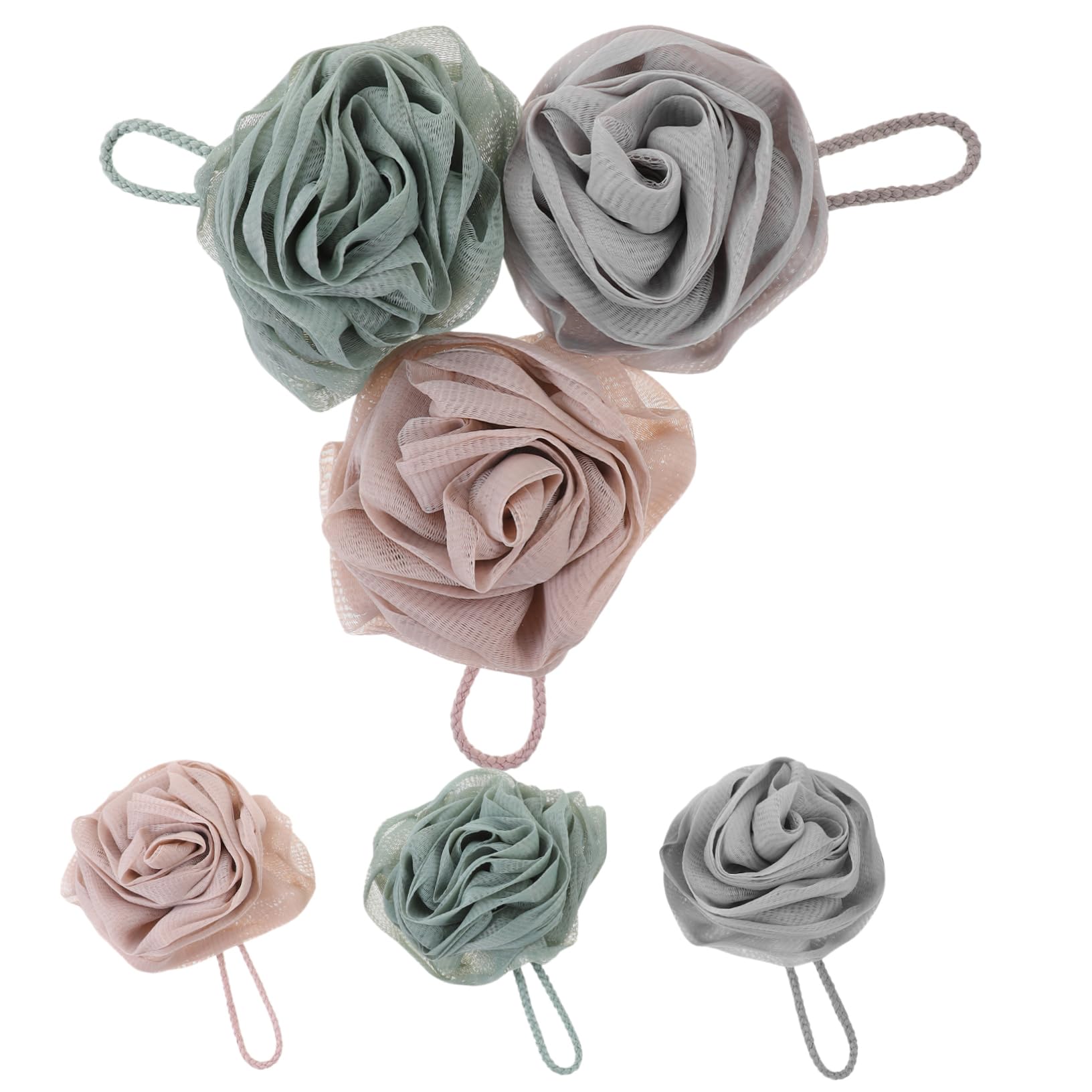 Beavorty 6 Piezas Bola De Baño Con Forma De Flor. Esponja Vegetal Exfoliante Esponja De Lufa Bocanadas De Ducha Para Mujeres Esponja De Baño De Ducha Forma De Rosa Viajar Puff
