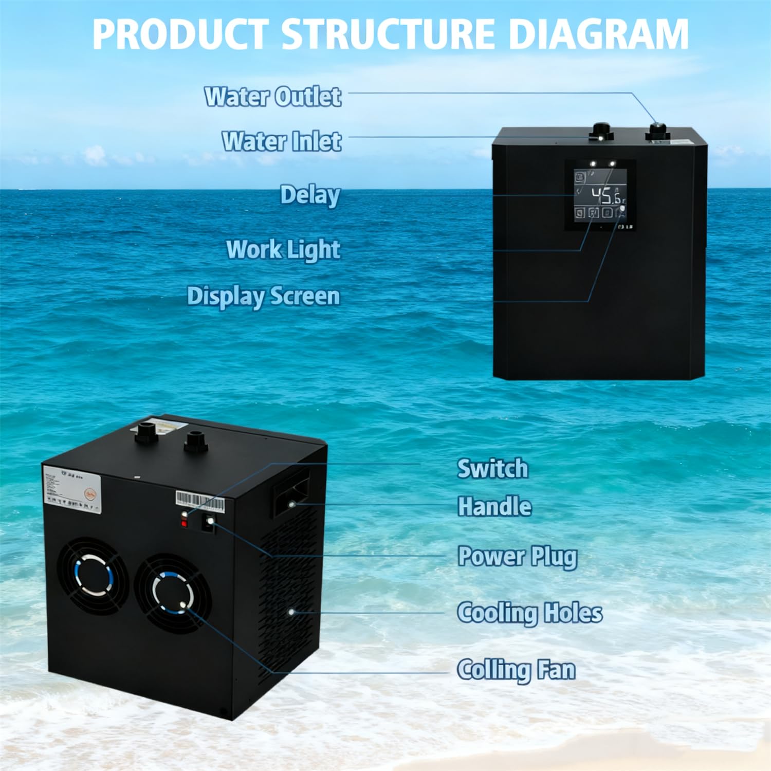 Enfriador Inmersión En Frío Bañeras, Enfriador Baño Hielo con Filtro Y Bomba Agua, Enfriador Agua 600W con Pantalla Led, Bomba Doble De Recuperación Agua Fría para Baño Hielo