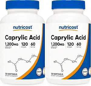 Nutricost Caprylic Acid 1200mg, 120 Softgels (Pack of 2)