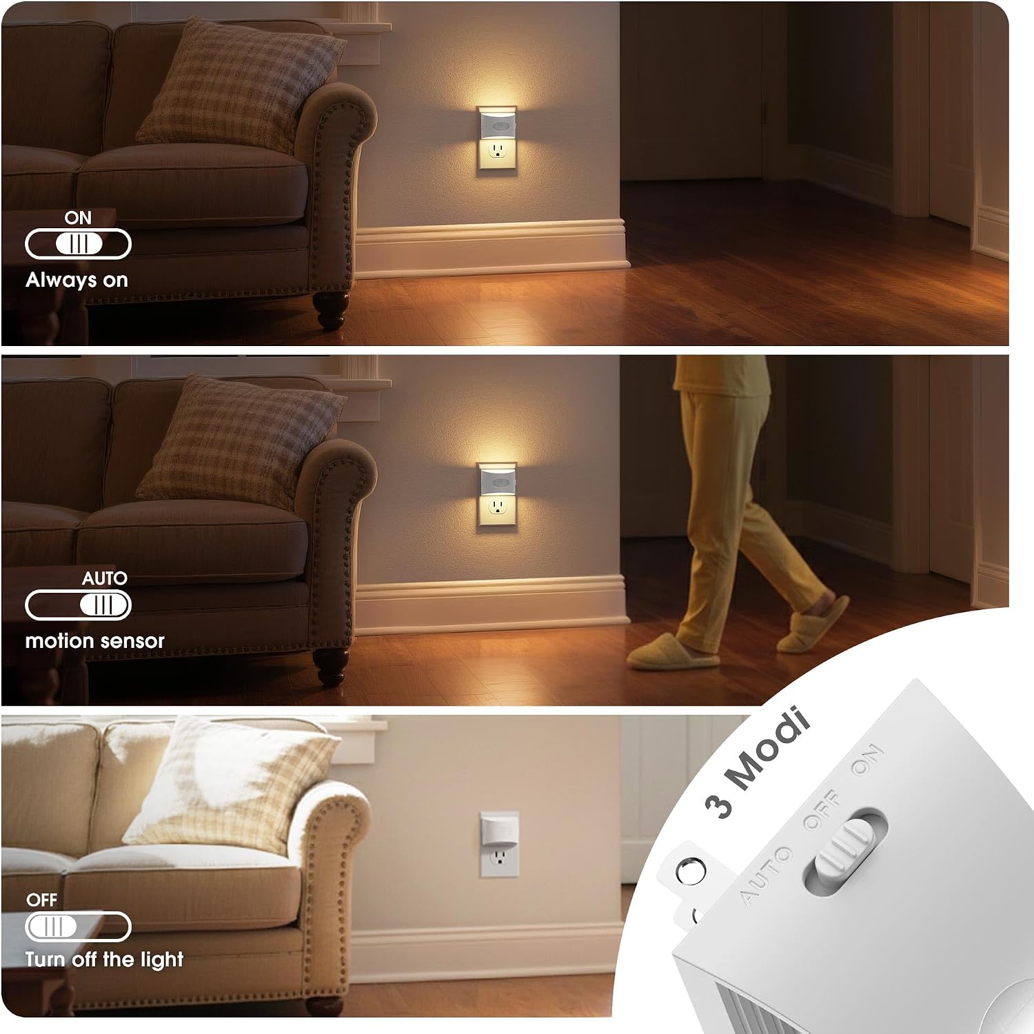 JandCase Motion Sensor Night Light, Night Lights Plug into Wall image 4