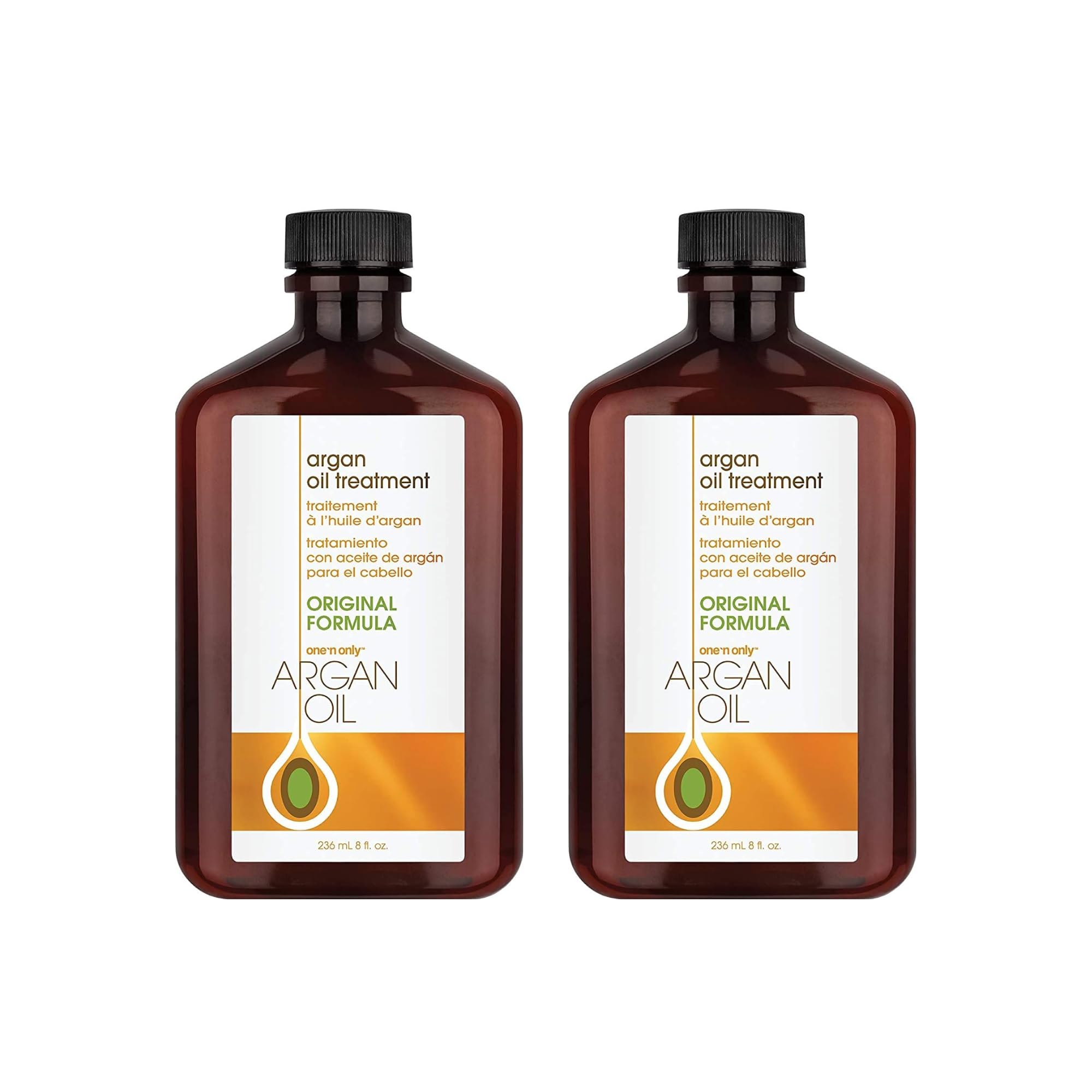 One 'N Only Argan Oil Hair Treatment - Lightweight & Hydrating Hair Oil for Natural, Wigs & Extensions - Shine Enhancing, Heat Protectant & Frizz Control (8 oz, 2pk)