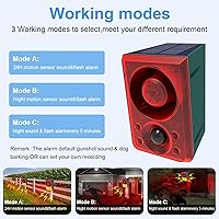 Vista 5 de ChunHee - Alarma solar con sensor de movimiento para exteriores con sonido de ladridos de perro y disparo, admite grabación y volumen ajustable