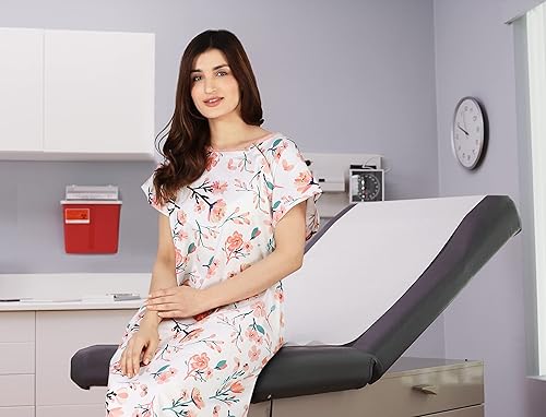 Miniatura 20 de Utopia Care Vestido de hospital, 100% algodón para paciente Azulejo rosa,Chicle azul,Gris Floral,Floral rosa,Azul Polkadots,Gris Polkadots,Polkadots