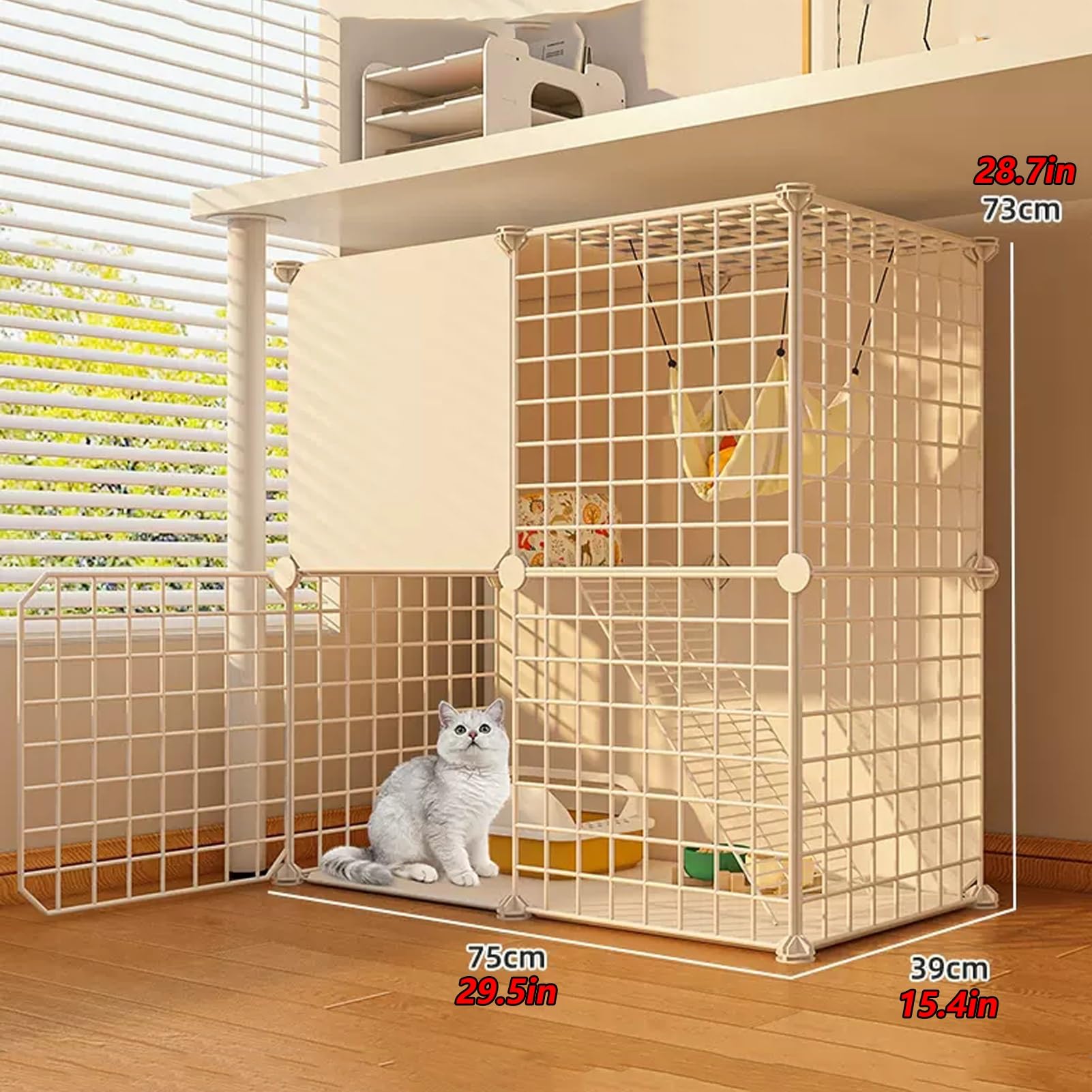 Amazon.co.jp: 猫ケージ猫の囲い、はしご付き猫用大型2階建てペット 