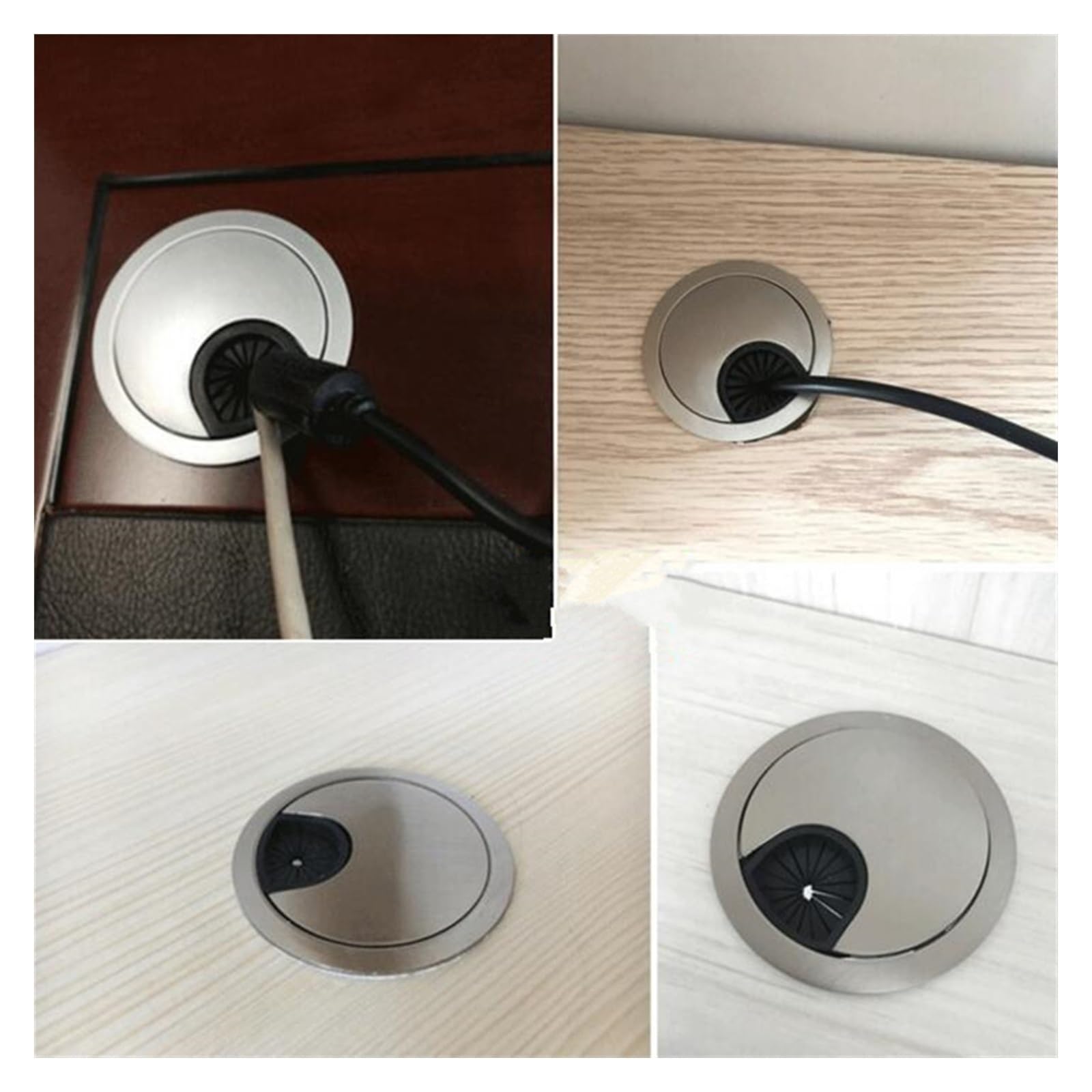 przelotka na biurko Biurko przelotka kablowa 2 szt. Drut ze stopu cynku pokrywa otworu na biurko komputerowe wylot Port Winder uchwyt organizator sprzęt meblowy(B,80mm)
