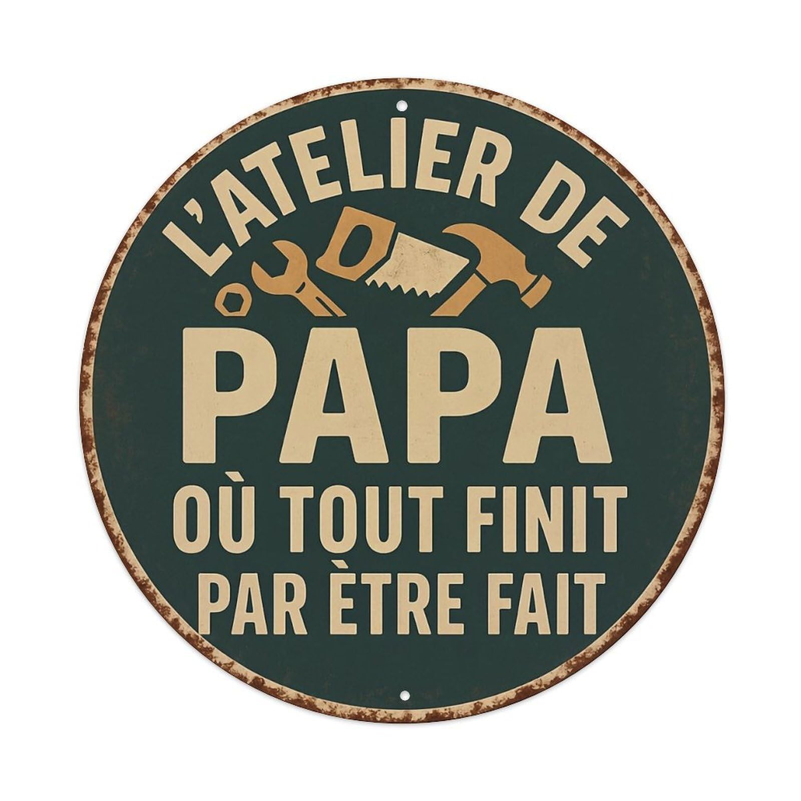 Jdyansheng Vintage L Atelier De Papa Tin Sign Metal Poster Metal Signs For Home Man Cave Bar Cafe Kitchen Laundry Room Wall Decorations 8X8 Inches