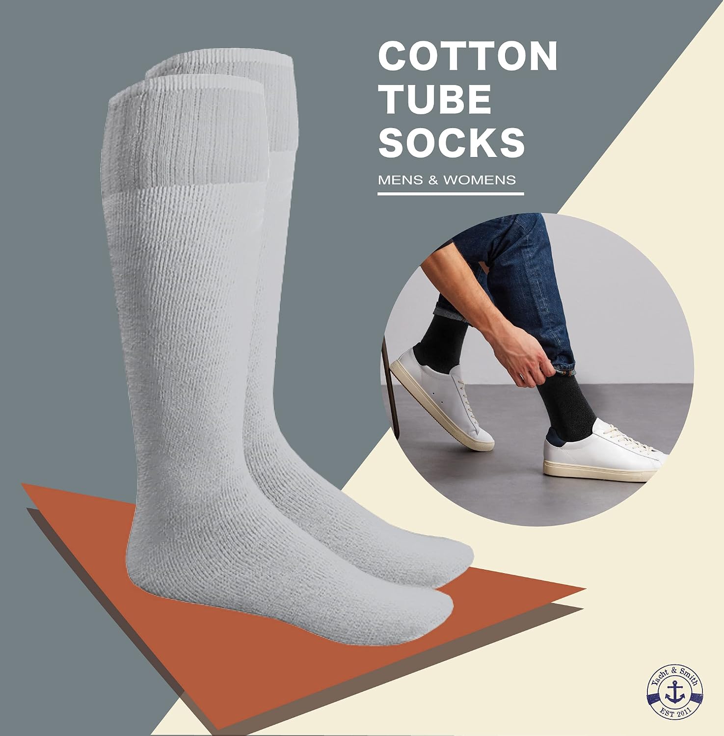 Yacht & Smith 36 Pairs Of Men's & Women's Wholesale Bulk Cotton Tube Socks, Referee Style (36 Pairs Gray Women's Size 9-15)