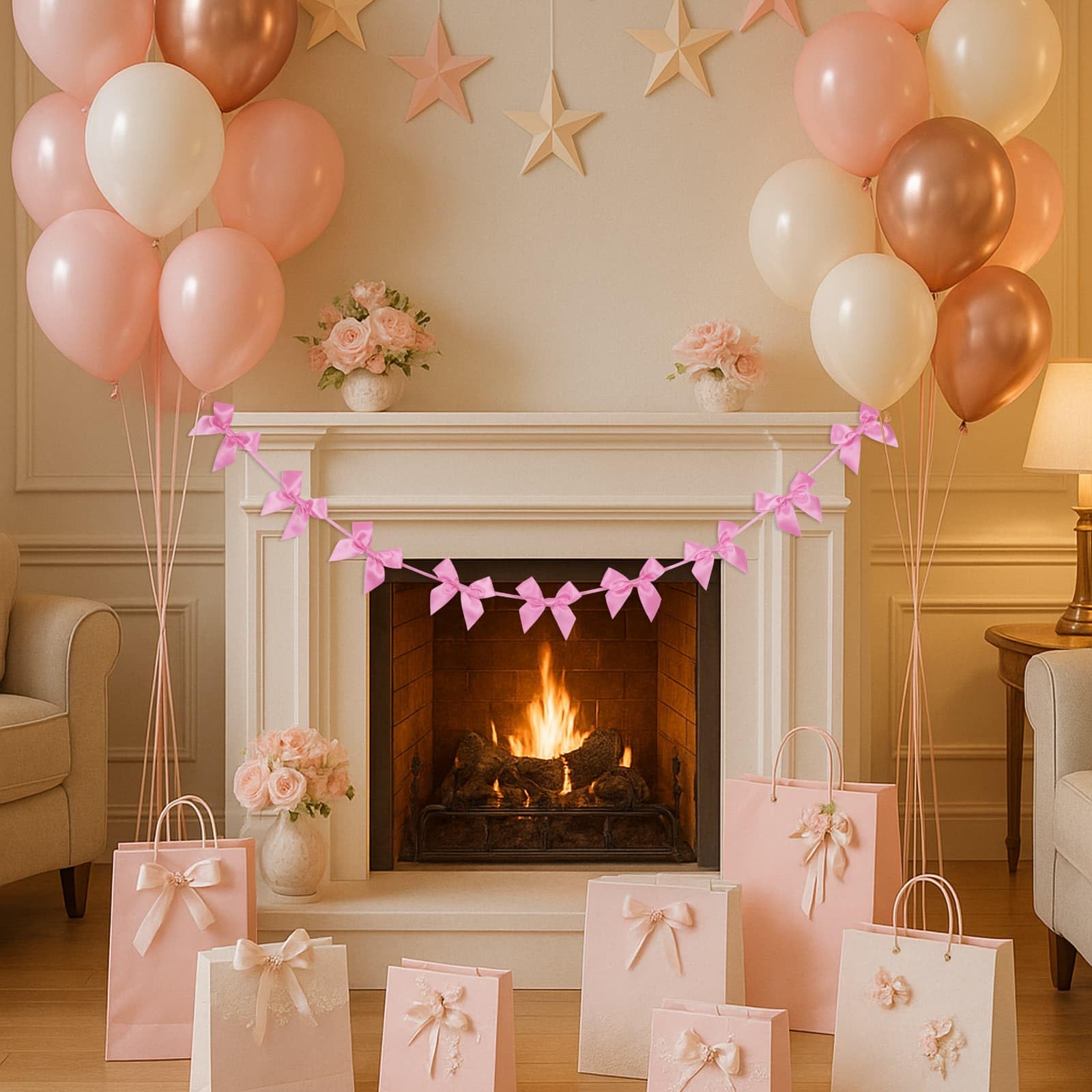 2 sztuki różowej girlandy z kokardą baner wstępnie nawleczony, dekoracje urodzinowe satynowa wstążka baby shower wieczór panieński artykuły dekoracyjne