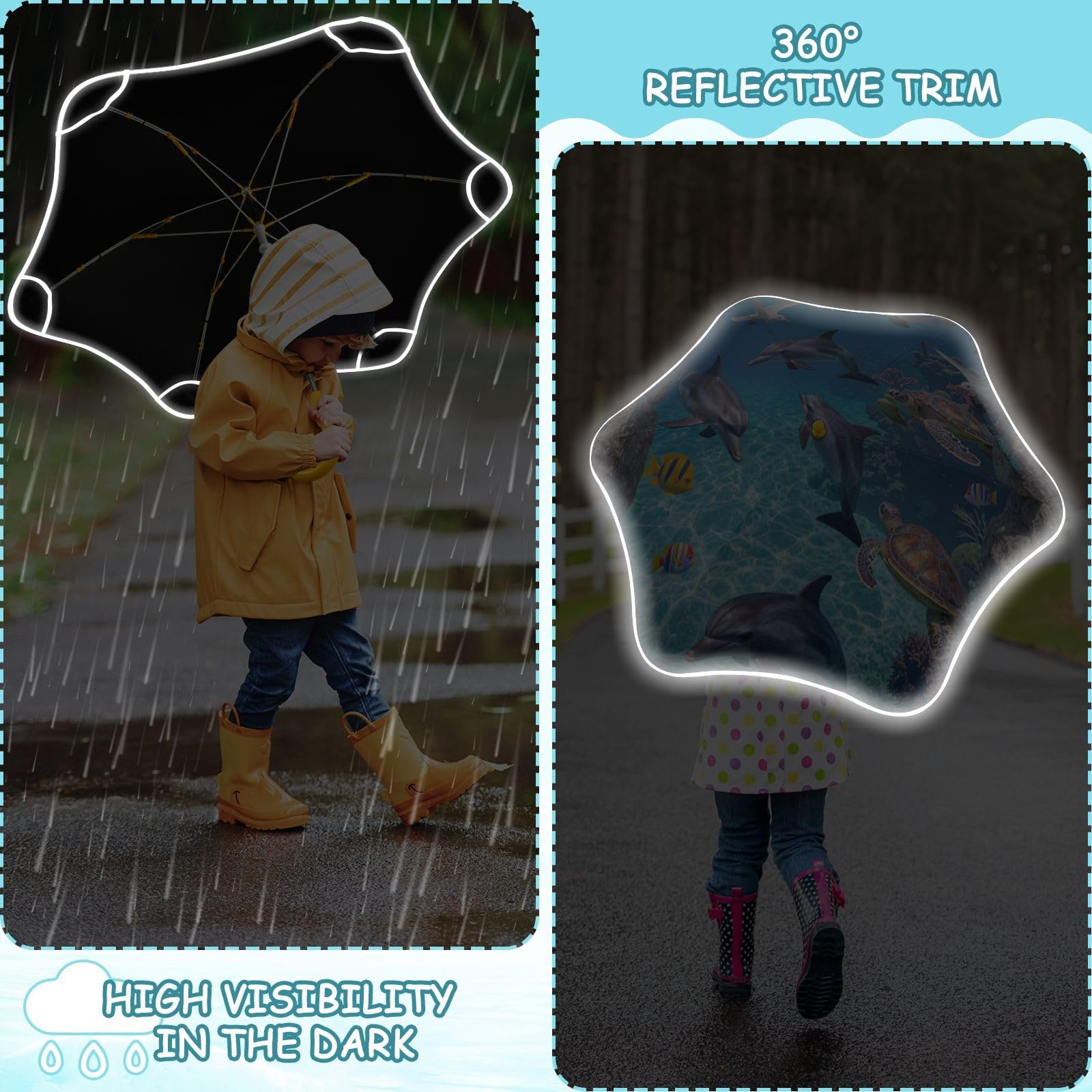 GuoChe Parapluie à poignée droite 6 baleines en aluminium et fibre de verre