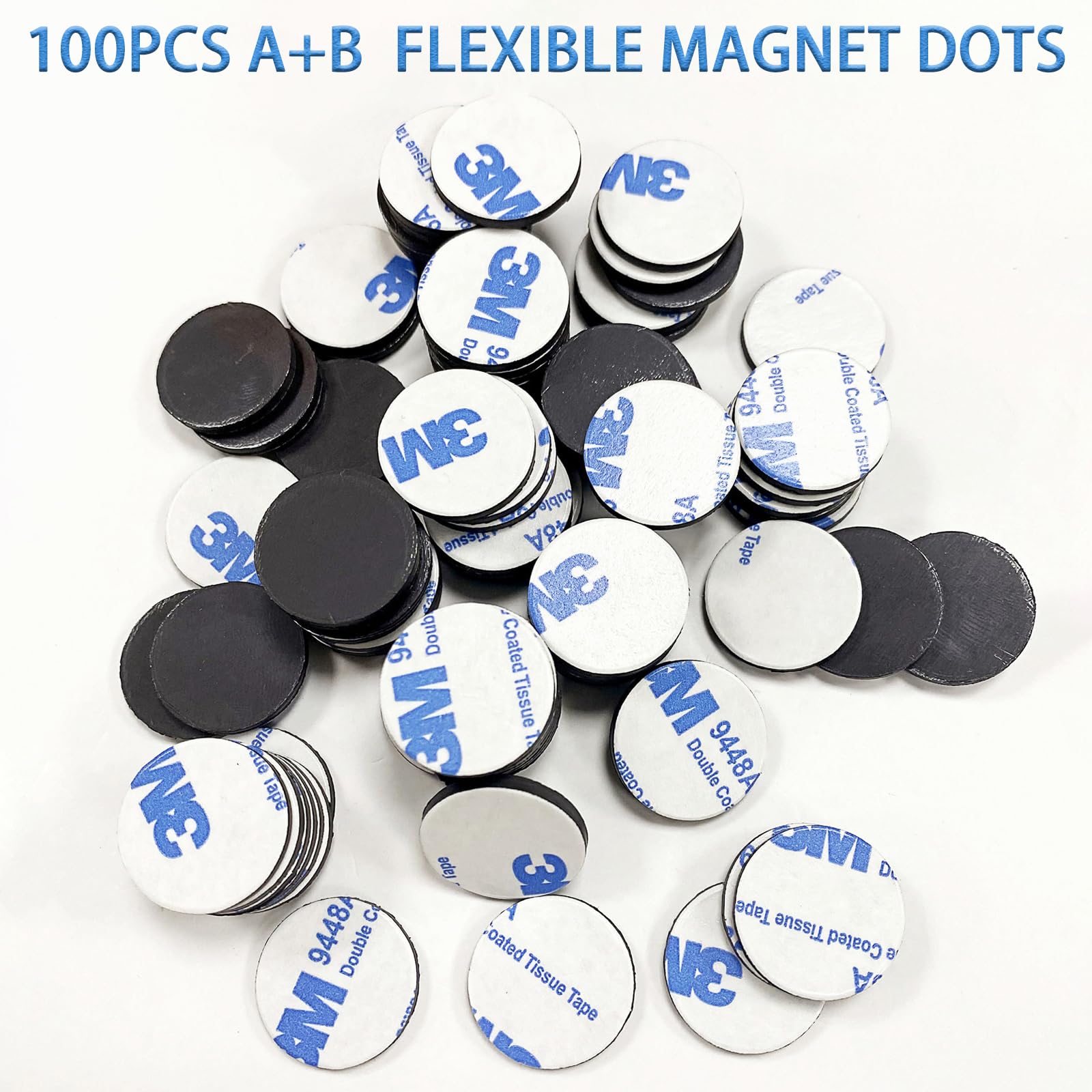 Lot de 100 Pastilles magnétiques Autocollantes | Aimants Autocollants | Flexibles Plaques aimantées pour Photos & Plus(⌀ 20 mm)