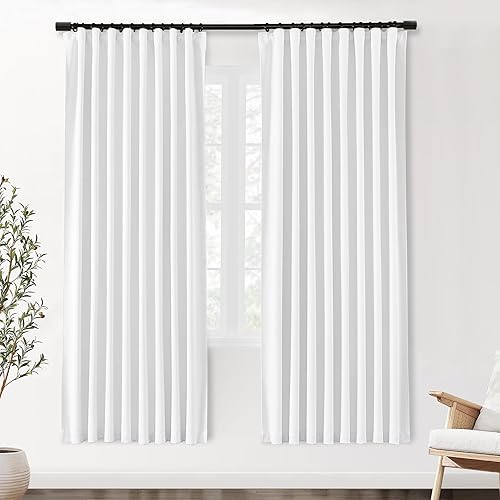Miniatura 83 de SHINELAND Cortinas opacas de 102 pulgadas para sala de estar, cortinas opacas con pestaña trasera de 102 pulgadas de largo para dormitorio, Crema