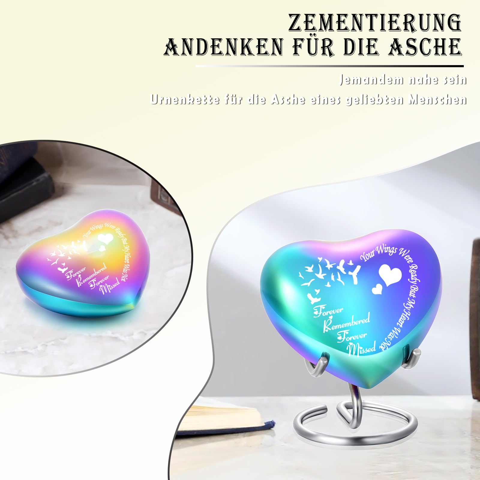 QGJNSGC Cat Urn Dog Animal Urn for Dogs Heart Shape (Rainbow), Rainbow Bird - Image 3