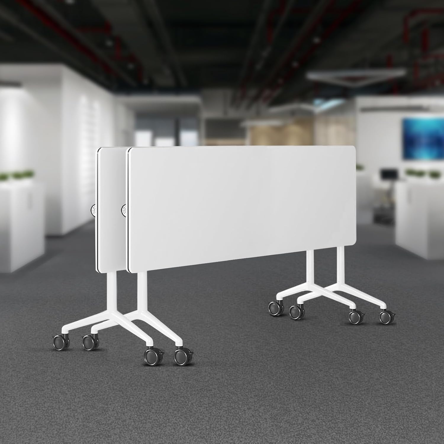 Folding Conference Room Tables 6 Pack, Foldable Modern Mobile Meeting Table Desk Training Table 6FT Large Rolling OfficeTable for Conference Training Classroom (2, 70.8" * 23.6" * 29.5")