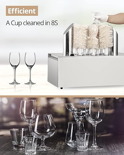 Miniatura 5 de RIEDHOFF Pulidora de vidrio - Juego de 5 cabezales de pulido, máquina pulidora eléctrica comercial de copas de vino para bares, restaurantes,