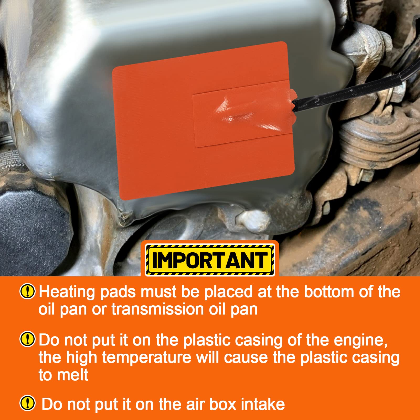 Amazon.com: 2 Pcs Silicone Car Engine Heater Pad - 4 x 5in Self-Adhesive  Oil Pan Heater Pad with 194°F Thermal Protector, Battery Heater Pad Engine  Block Heater Pad with 68 Long Power